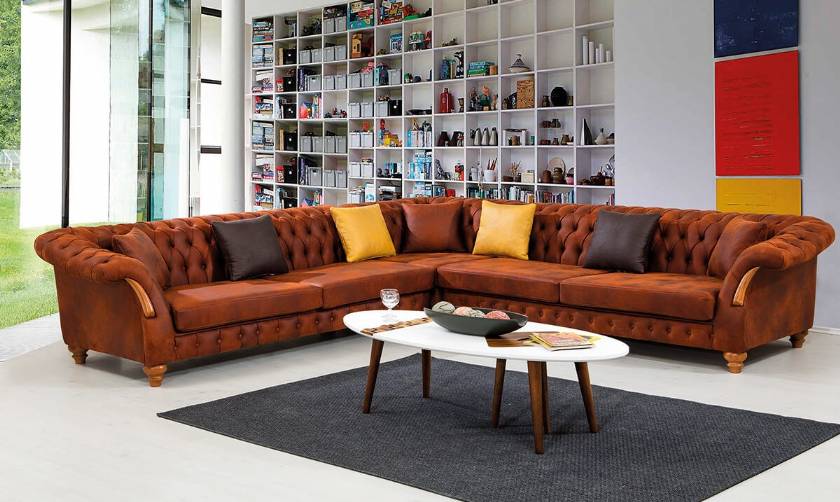 chesterfield corner sofa in leather corner sofa for living room