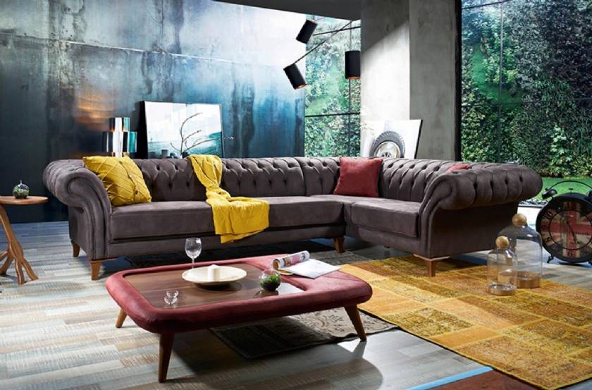 Chesterfield Corner Sofa Leather or Fabric luxury high quality