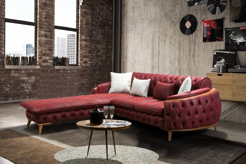 Chesterfield corner sofa with lounge design for small spaces