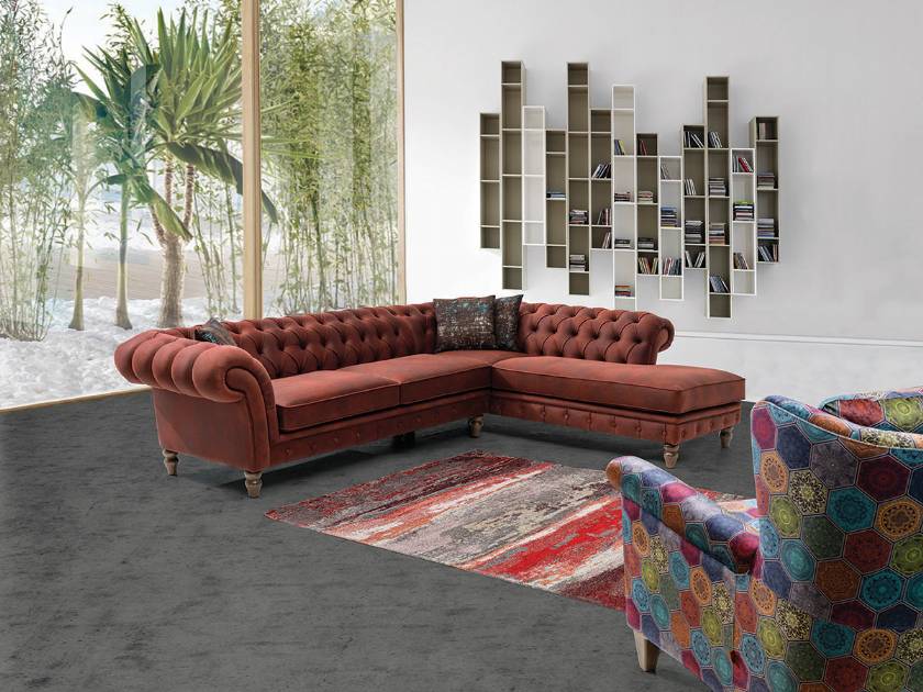 Classic and modern style chesterfield corner sofa with lounge Classic and modern style chesterfield corner sofa with lounge