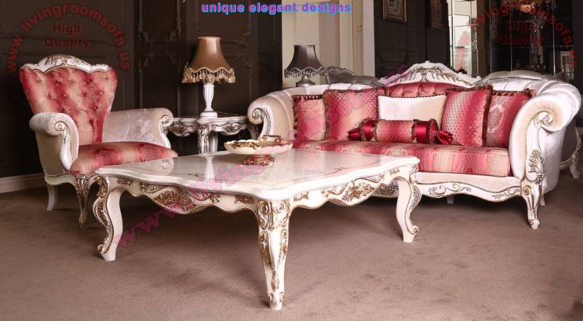 Classic Living room sofa set with carved coffee table Classic Living room sofa set with carved coffee table