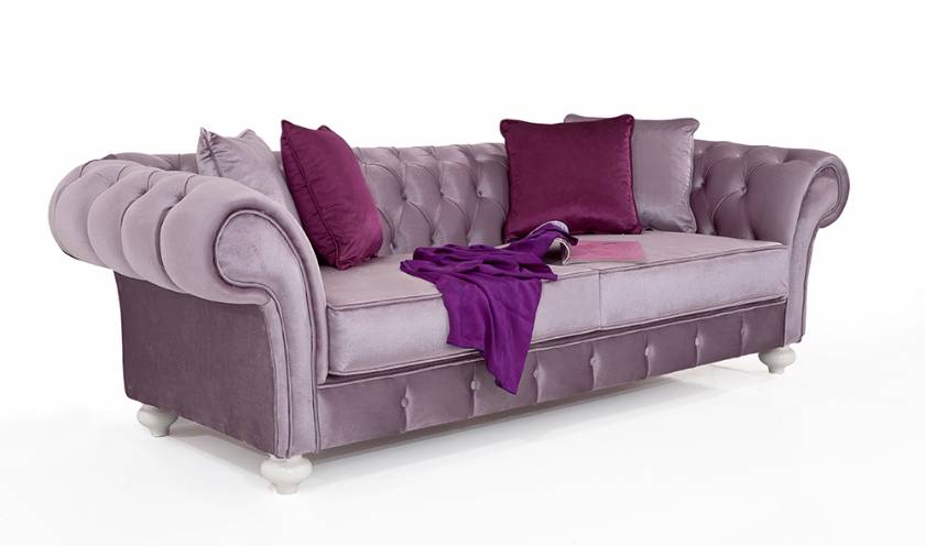 Classic Style Purple velvet chesterfield couch Light purple