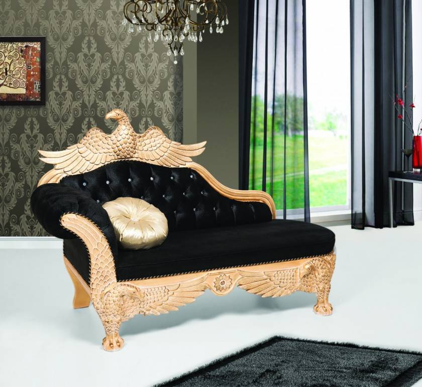 Eagle carved black chaise lounge luxury interior designs