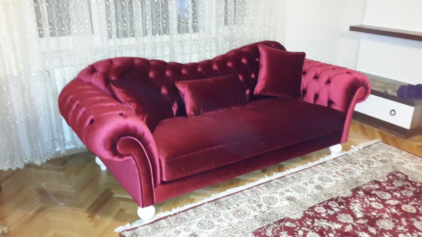 Elegance velvet chesterfield couch pink maroon blue 3 seater luxury sofa