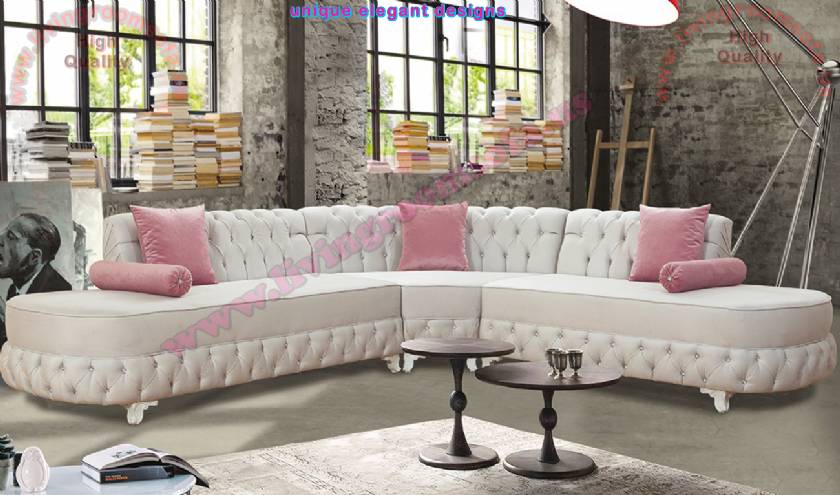 Fiesta L Shaped Chesterfield Sofa design white interiors