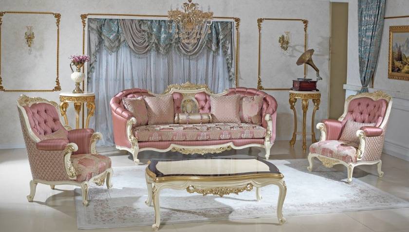 Formal Antique Style Luxury Sofa Love Seat 3 Piece Living Room Set