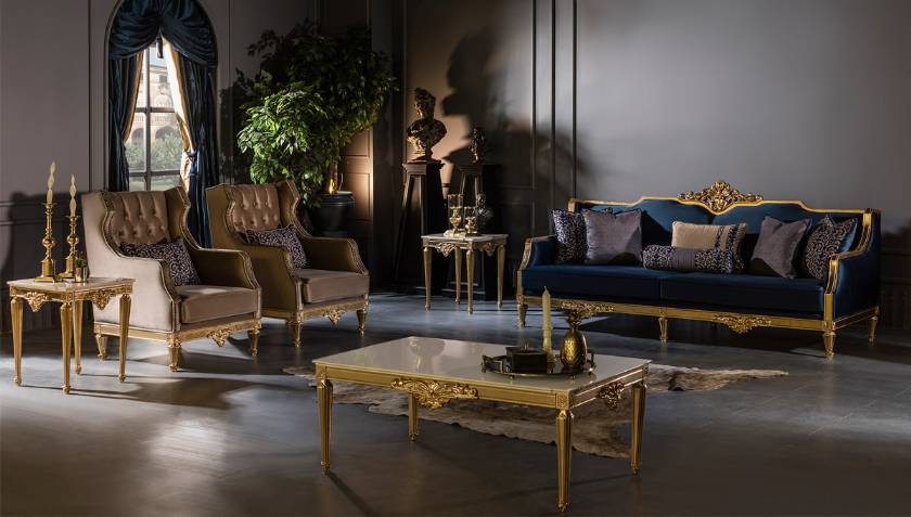 French Rocco Tufted Sofa Set Formal Traditional Couch Luxurious Living Room French Rocco Tufted Sofa Set Formal Traditional Couch Luxurious Living Room