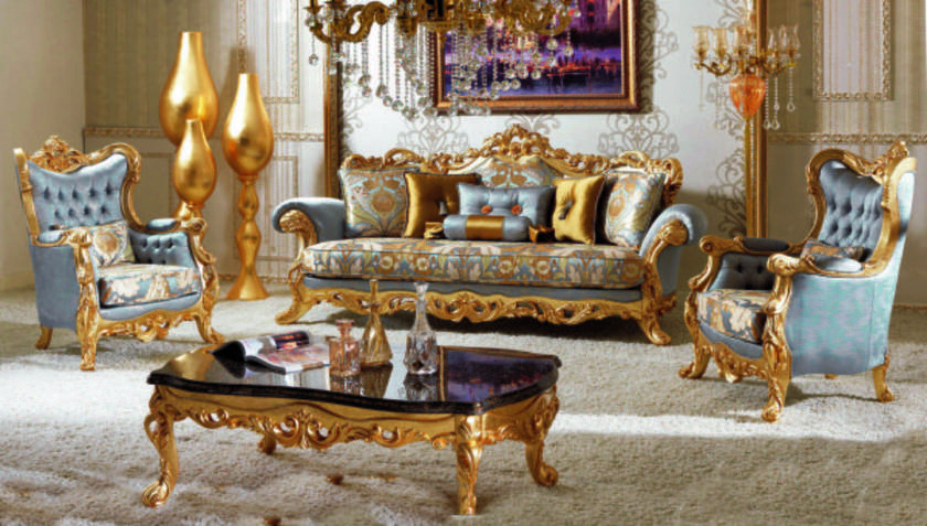 Golden Luxury Living Room Sofas Furniture Sofas Classic style Luxury