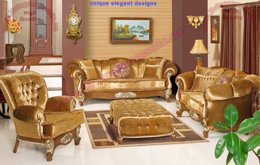 Golden Velvet Classic Living Room Sofa Set Design Ideas Gorgeous Living Room