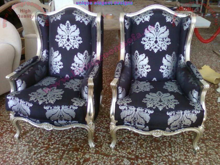 Grandfather Couple Chairs patterned fabric luxury chair design