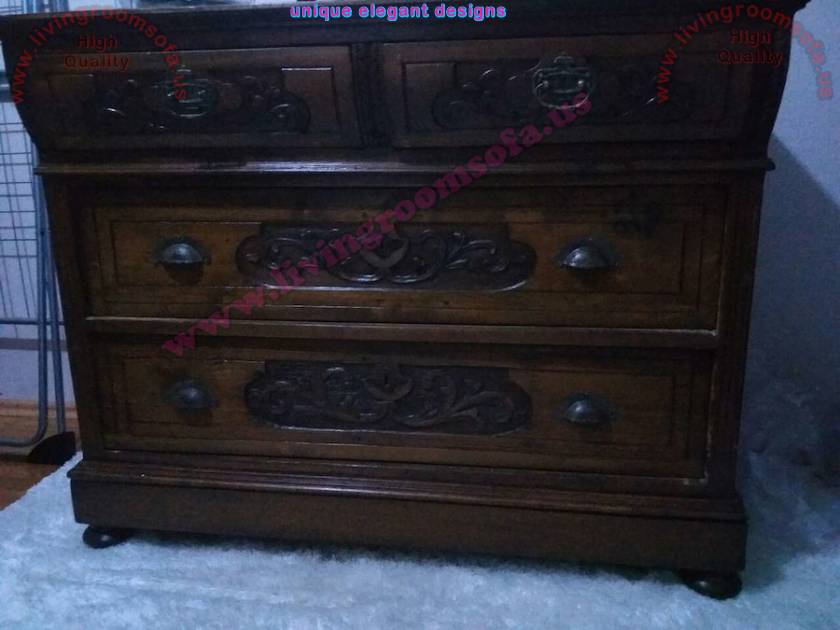 Handmade antique  chest of drawers wooden and embossed