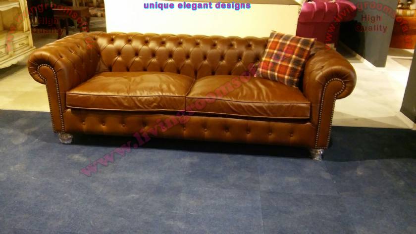 Handmade Chesterfield Sofa Brown Leather UK Design