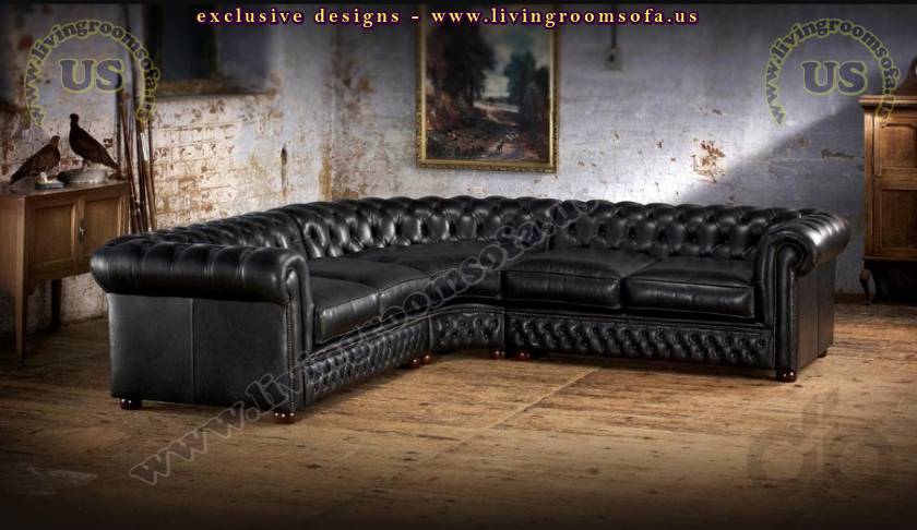 leather sectional chesterfield sofa living room design