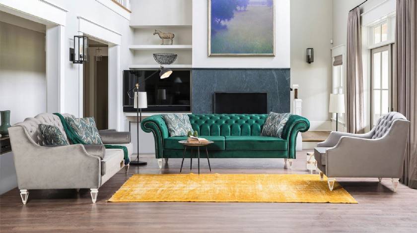 Lovely modern chesterfield sofa set green white new design Lovely modern chesterfield sofa set green white new design