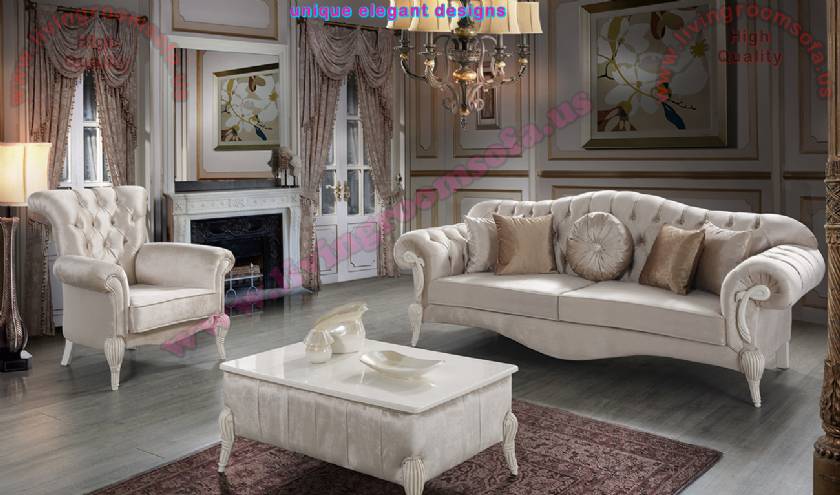 Luxurious Velvet Chesterfield Sofa Sets Tufted Classical Living Room Spaces