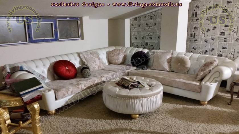 luxury chesterfield style sectional sofa elegant living room design