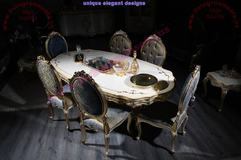 Luxury Classic Dining Table and 8 chairs Royal Art Deco Designs