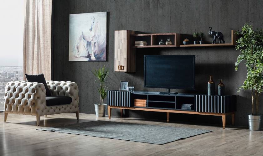 Wooden modern luxury TV Stand and Wall Unit Living Room furniture ...