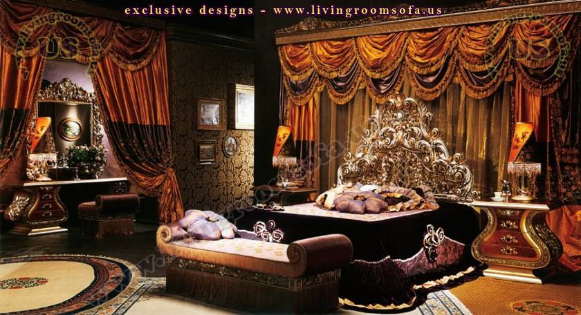 Luxury imperial wood carved bedroom furniture design