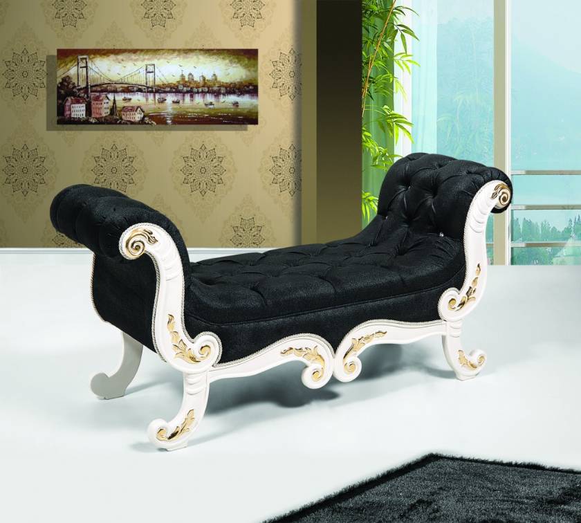 luxury interior desings black velvet bench chair carved