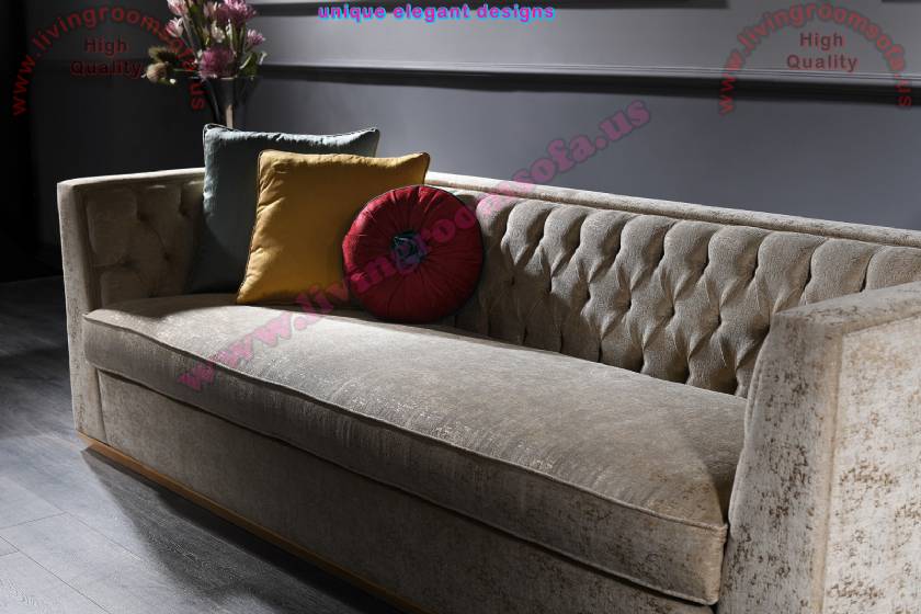 luxury sofa design velvet fabric and quilting works rounded and square pillows