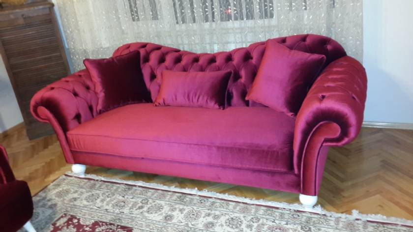 maroon velvet chesterfield couch loveseat