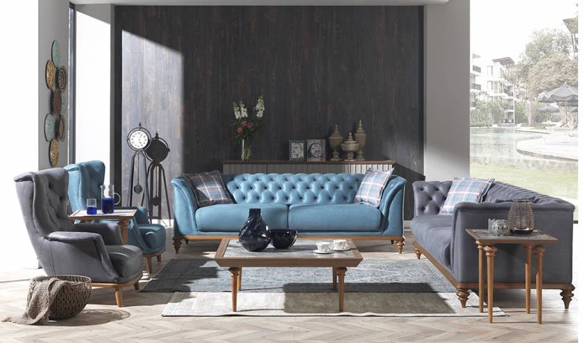 modern black blue gray leather sofa set for living room luxury designs