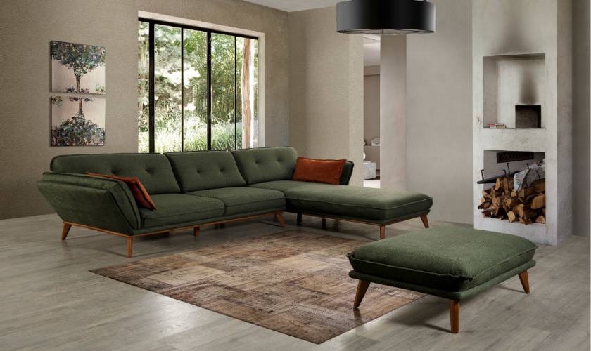 modern corner sofa L shaped sectional corner sofa with pouf
