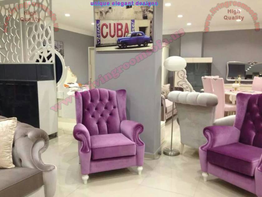 modern luxury chair design purple velvet fabric chair for living room design ideas