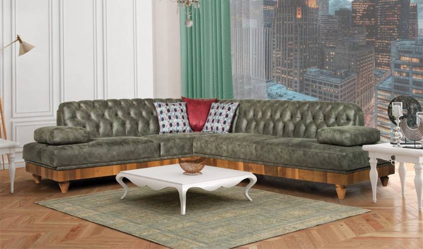 modern luxury chesterfield corner sofa dark green living room corner sofa