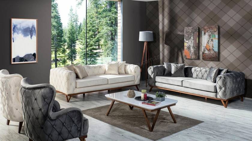 modern sofa sets living room luxury quilted sliced design