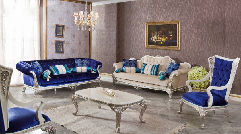 Modern traditional chesterfield sofa set blue and white cool design Modern traditional chesterfield sofa set blue and white cool design