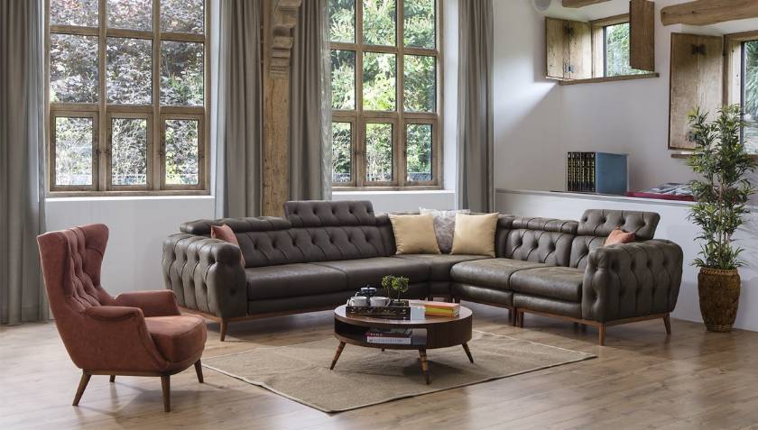 New Orleans modern tufted corner sofa luxury modern corner sofa