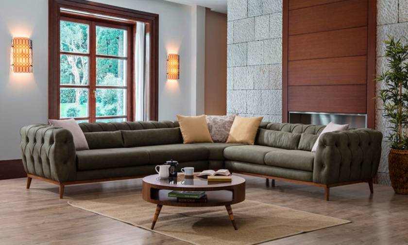 new style modern chesterfield corner sofa modern green color corner sofa