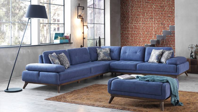New Style Modern Corner Sofa with beds and pouf