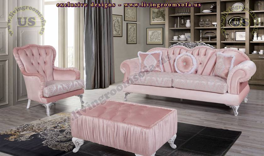 pink fabric retro living room sofa set pink fabric retro living room sofa set
