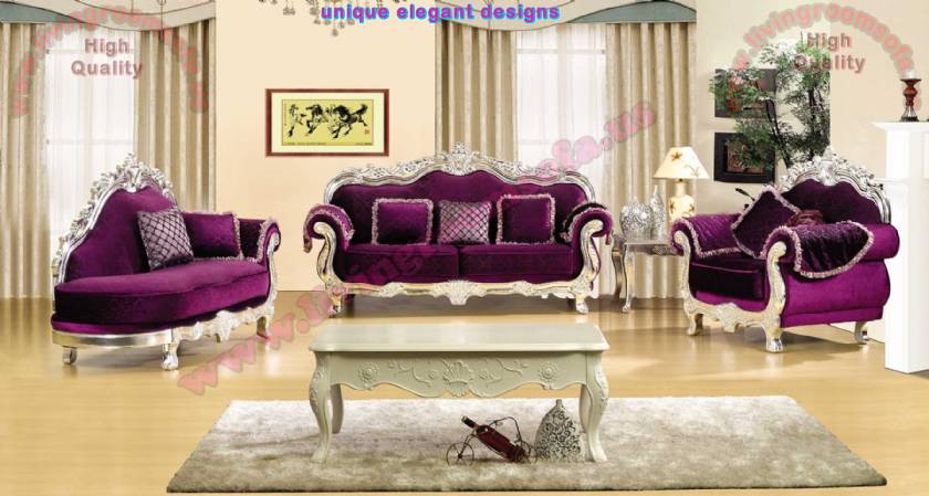 Purple velvet classic sofa design fabulous living room
