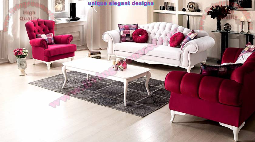 Red and White Luxury living room sofa design