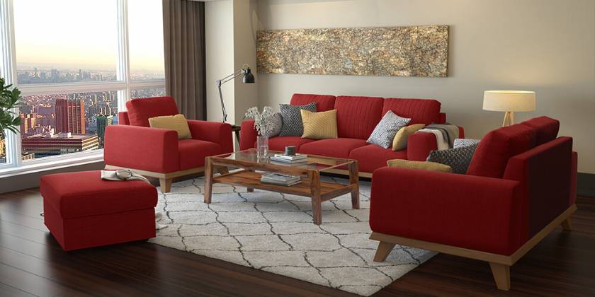red modern living room sofa sets with coffee table and pouf red modern living room sofa sets with coffee table and pouf