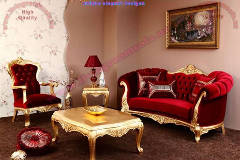 Red Velvet Traditional sofa design gorgeous living room