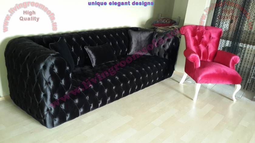 Red velvet unique chair and black quilted couch design Elegant Interior Design Red velvet unique chair and black quilted couch design Elegant Interior Design