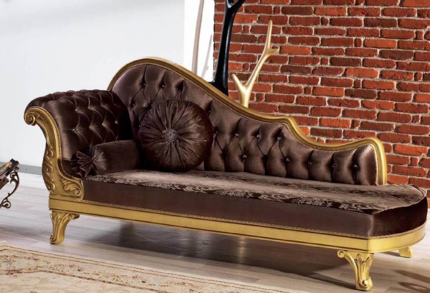 Royal chaise lounge for bedroom classic style dark colors