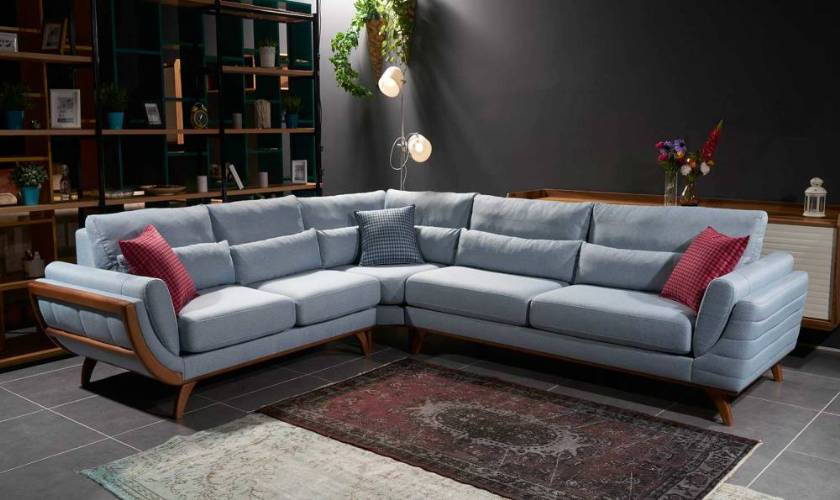 Royal modern sectional sofa for living room wooden L spahe new style