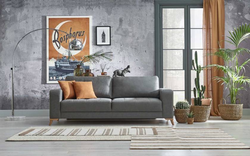 Slate gray modern couch Modern Small space sofas