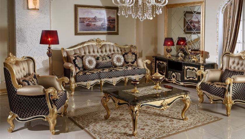Soft Luxury Victorian Print Sofa Loveseat Set Living Room Set