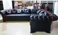 black leather sectional chesterfield sofa