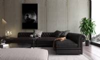 Black Leather sectional L shaped sofa luxury modern designs