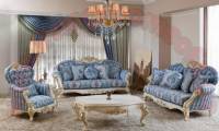 blue retro living room design elegant sofa set