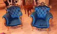 Blue velvet chairs elegant grandfather chair design