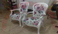 Classical Elegant Chair Design White wooden fabric
